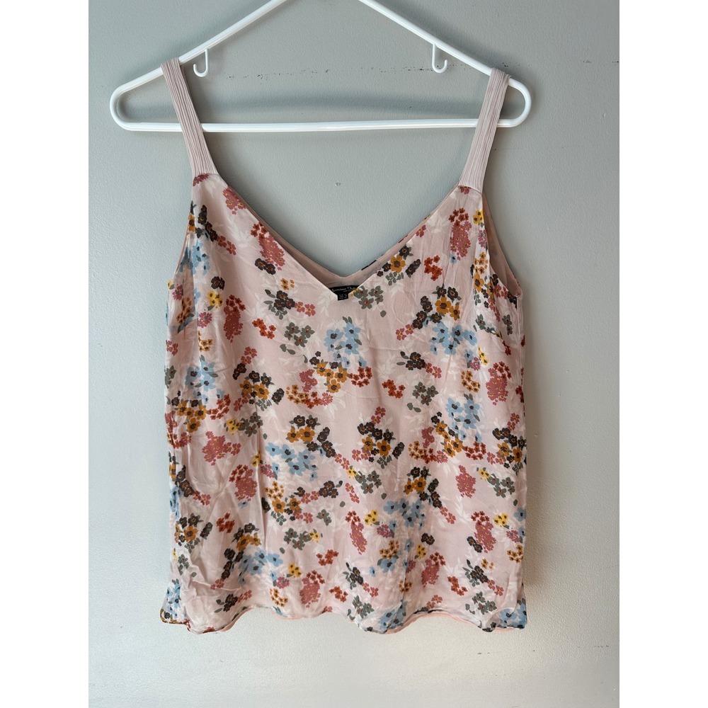 Massimo Dutti Pink Floral V-Neck Camisole Tank Top Boho Cottage Core Size 8